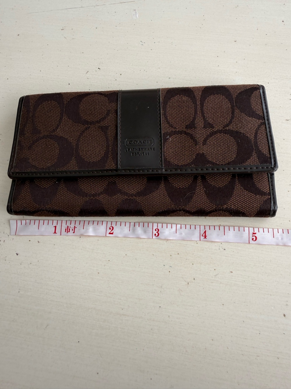 Coach Brown Signature Canvas Money Clip Wallet